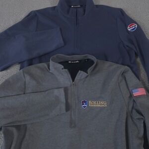 LOT OF 2 Travis Mathew Sweater Mens L Coveside 1/4 Zip Pullover Pepsi Shirt Golf